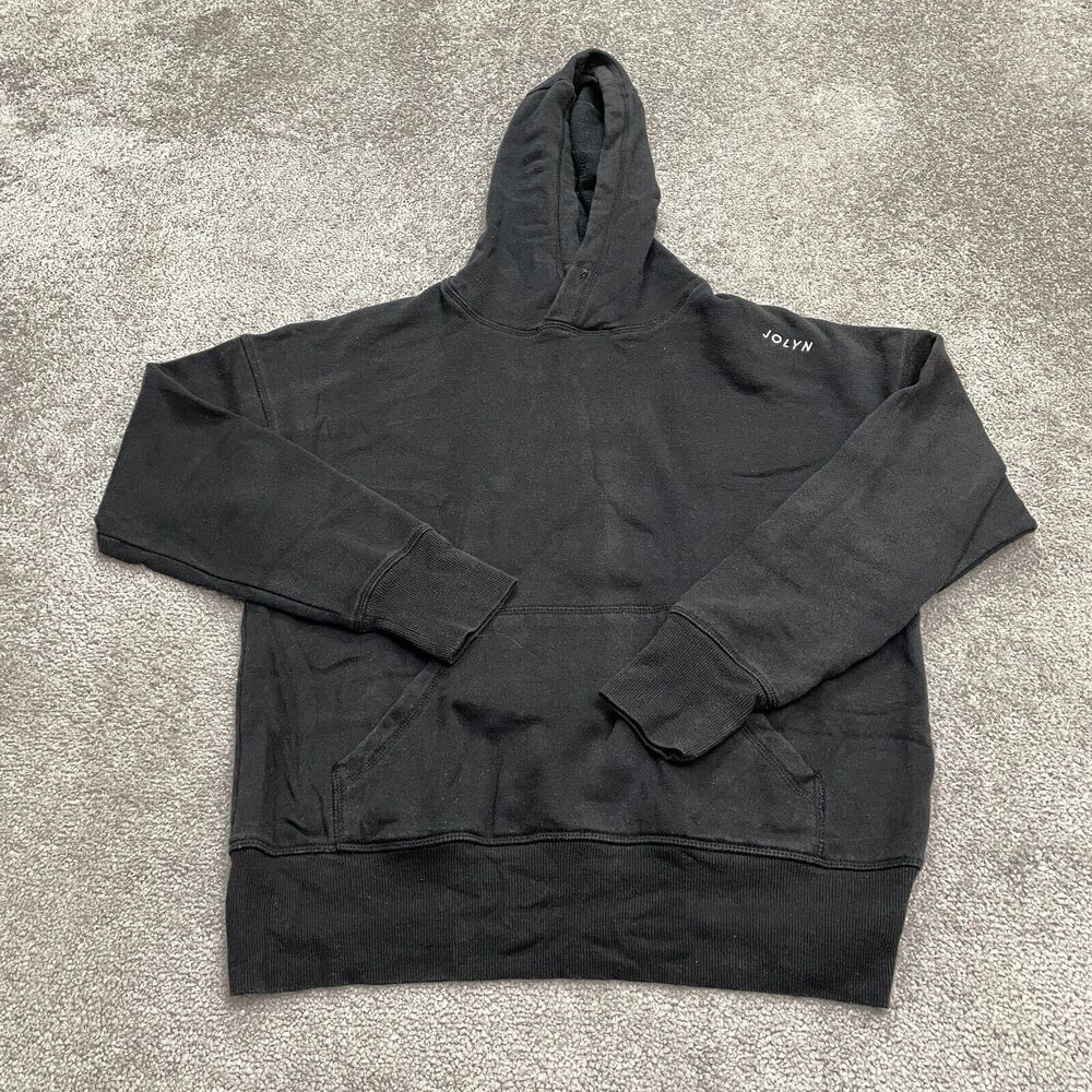Jolyn Hoodie Pullover Sweater Womens XS Black Embroidered Logo Pockets Casual
